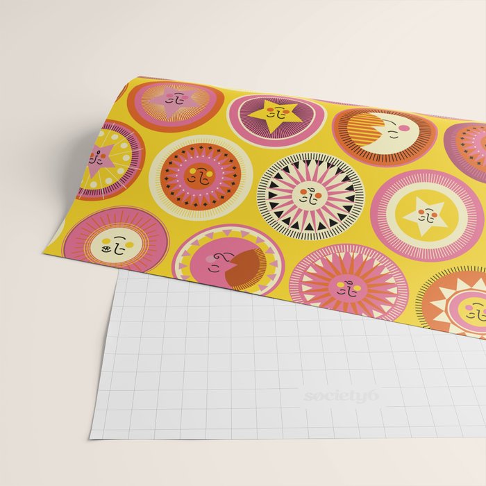 Many faces of Sun, Moon and Stars Wrapping Paper Gallery Image 2