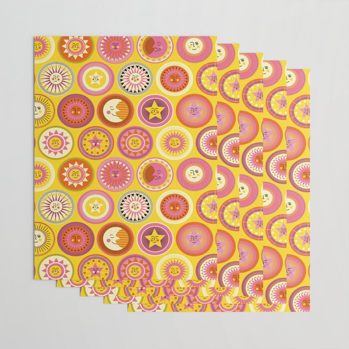 Many faces of Sun, Moon and Stars Wrapping Paper Gallery Image 3