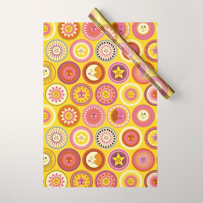 Many faces of Sun, Moon and Stars Wrapping Paper Gallery Image 1