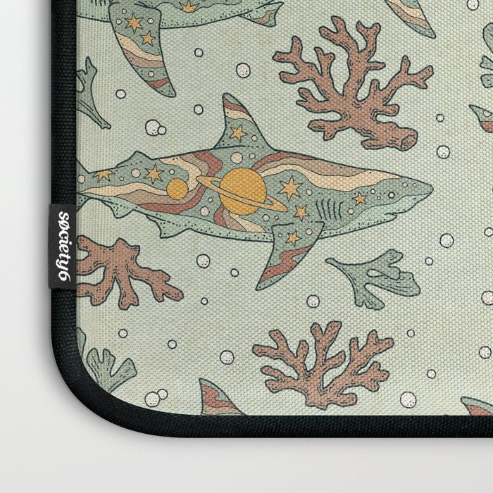 Midnight Swim | Dusty Sunset Palette | Ocean Shark Art Laptop Sleeve Gallery Image 3