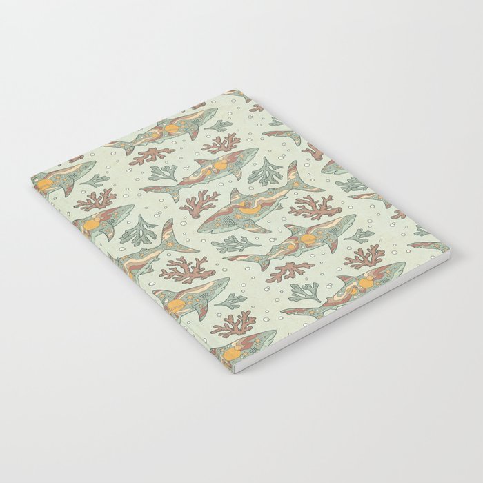 Midnight Swim | Dusty Sunset Palette | Ocean Shark Art Notebook Gallery Image 2