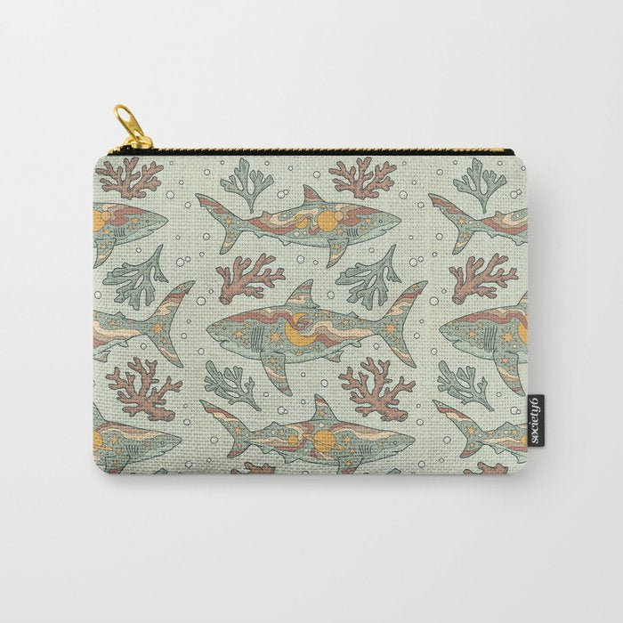 Midnight Swim | Dusty Sunset Palette | Ocean Shark Art Carry All Pouch Gallery Image 1