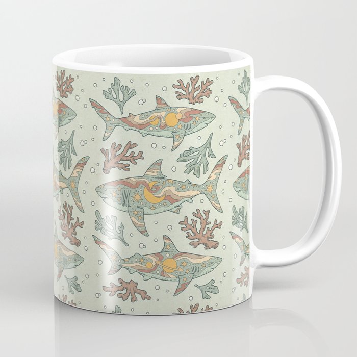 Midnight Swim | Dusty Sunset Palette | Ocean Shark Art Coffee Mug Gallery Image 1
