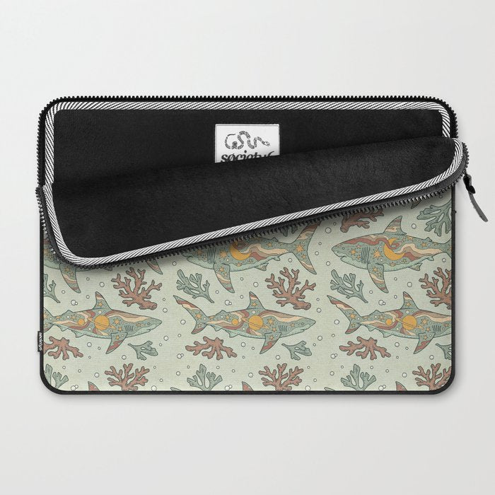 Midnight Swim | Dusty Sunset Palette | Ocean Shark Art Laptop Sleeve Gallery Image 2