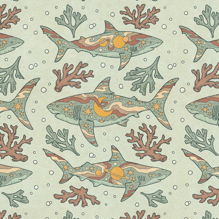 Midnight Swim | Dusty Sunset Palette | Ocean Shark Art Coffee Mug Gallery Image 2