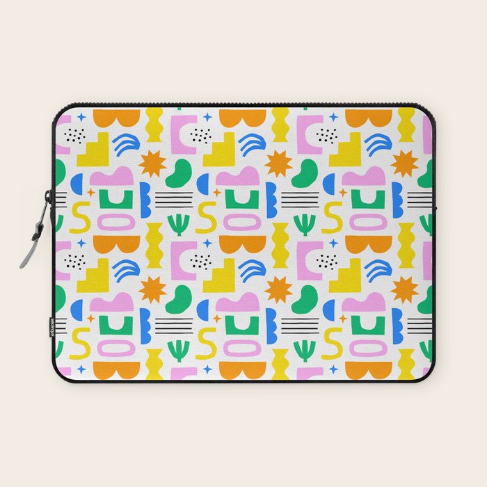 Colorful abstract organic shape art pattern Laptop Sleeve Gallery Image 1