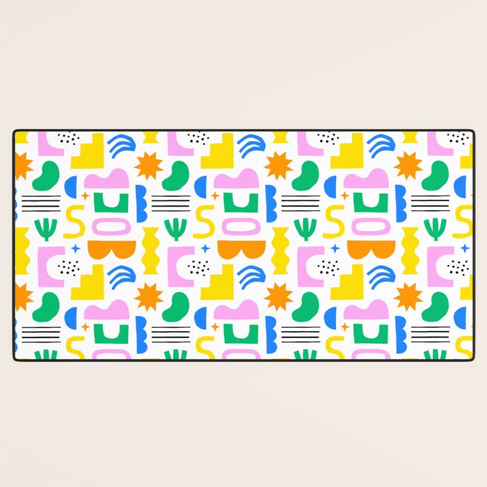Colorful abstract organic shape art pattern Desk Mat Gallery Image 3