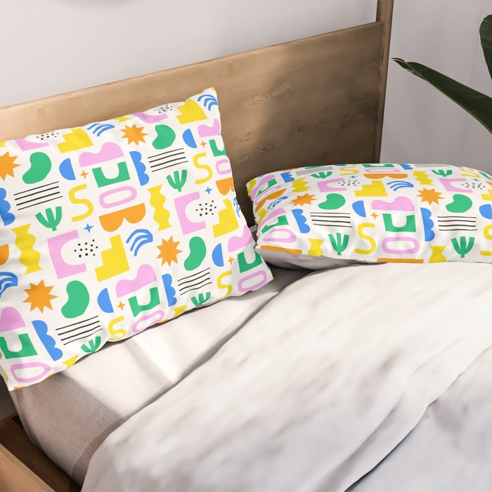 Colorful abstract organic shape art pattern Pillow Sham Gallery Image 2