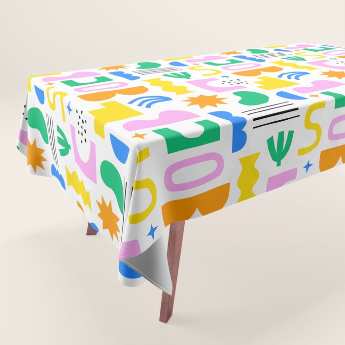Colorful abstract organic shape art pattern Tablecloth Gallery Image 1
