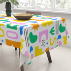 Colorful abstract organic shape art pattern Tablecloth Gallery Image 3