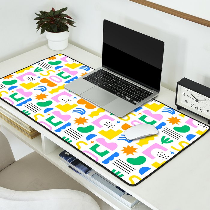 Colorful abstract organic shape art pattern Desk Mat Gallery Image 2