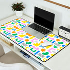 Colorful abstract organic shape art pattern Desk Mat Gallery Image 2