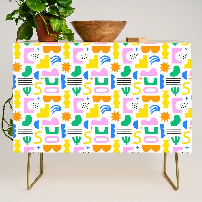 Colorful abstract organic shape art pattern Credenza Gallery Image 1