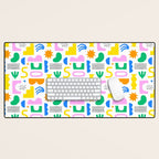Colorful abstract organic shape art pattern Desk Mat Gallery Image 1