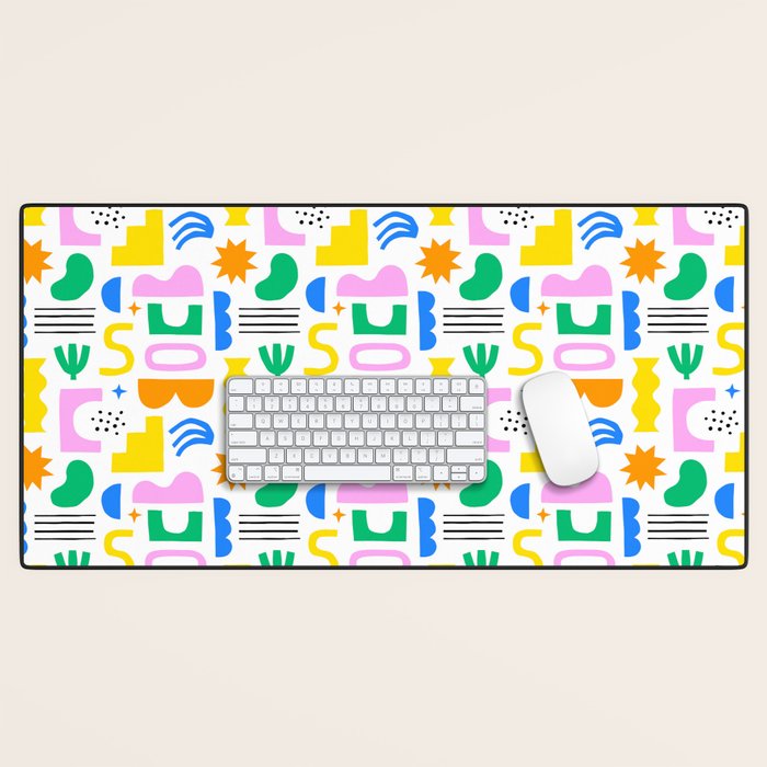 Colorful abstract organic shape art pattern Desk Mat Gallery Image 1
