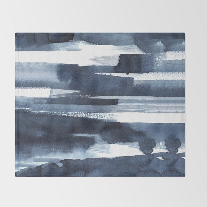 Blue Brush Throw Blanket Gallery Image 2
