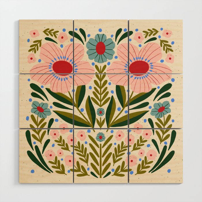 Folksy Floral  Wood Wall Art Gallery Image 1