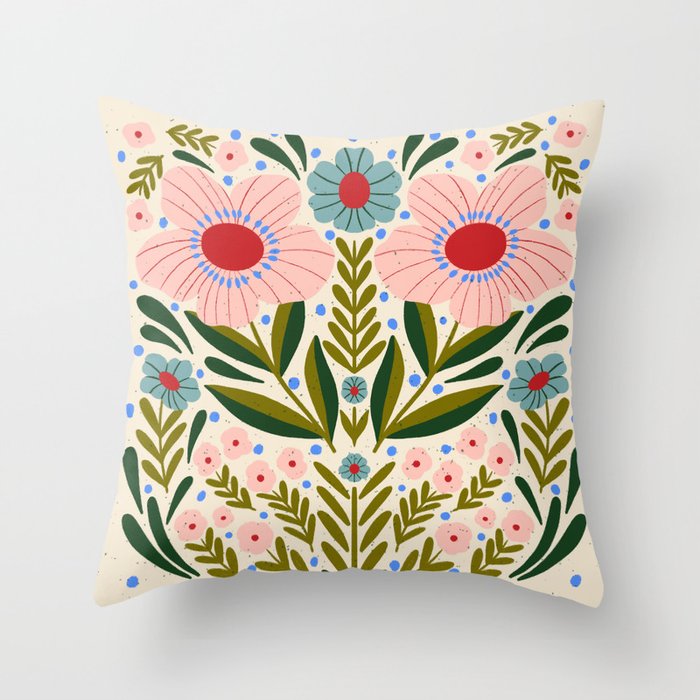 Folksy Floral  Throw Pillow Gallery Image 6