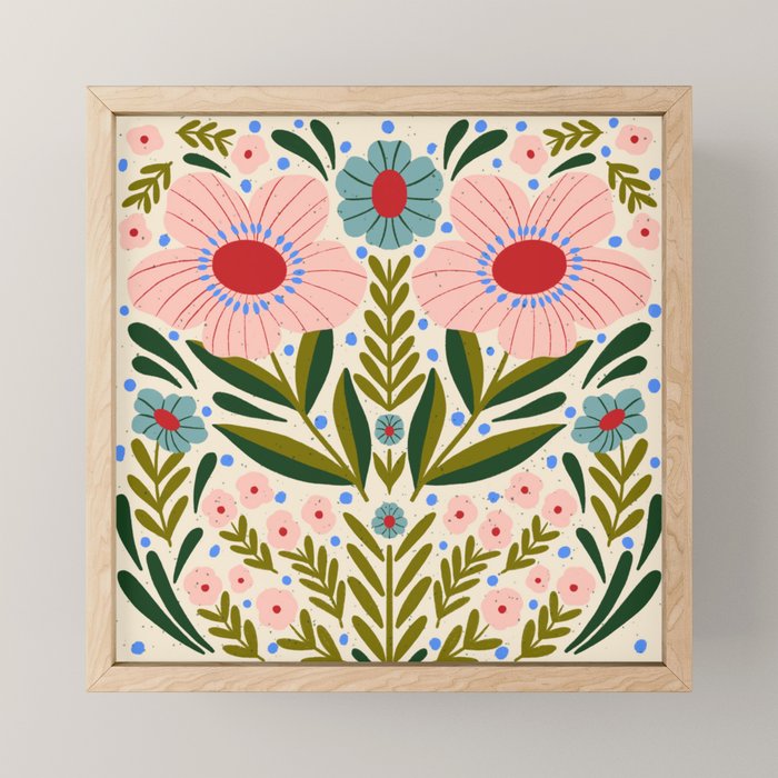 Folksy Floral  Mini Art Print Gallery Image 1