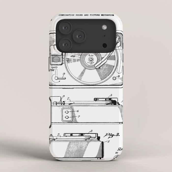 Record Player Patent - Vinyl Fan Music Lover Art - White iPhone Case Gallery Image 4