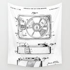 Record Player Patent - Vinyl Fan Music Lover Art - White Wall Tapestry Gallery Image 4