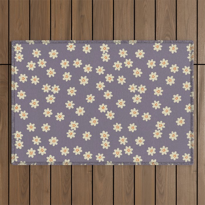 Tiny Flowers / Lavender & Orange Outdoor Rug Gallery Image 1