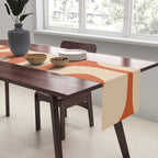 Mid Century Modern Piquet Abstract Pattern in Mid Mod Burnt Orange and Beige Table Runner Gallery Image 2
