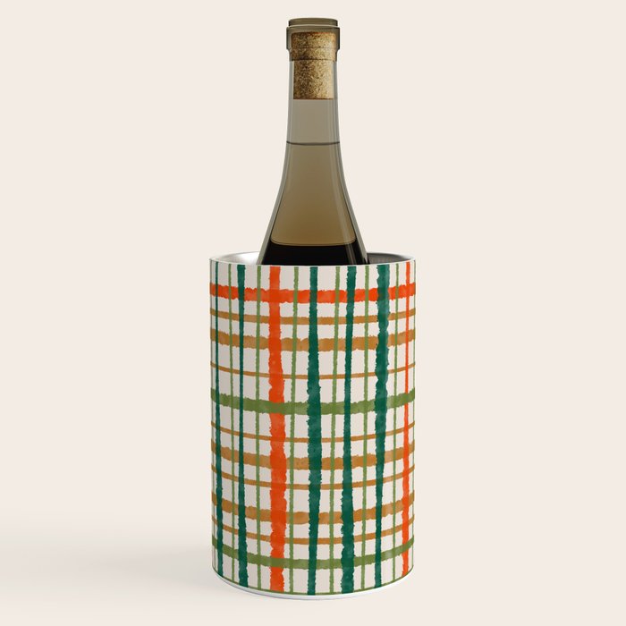 Rustic Retro Painted Plaid Pattern in Woodland Orange-Red Green Ochre Beige Wine Chiller Gallery Image 3