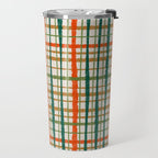 Rustic Retro Painted Plaid Pattern in Woodland Orange-Red Green Ochre Beige Travel Mug Gallery Image 2