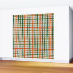 Rustic Retro Painted Plaid Pattern in Woodland Orange-Red Green Ochre Beige Wall Mural Gallery Image 2