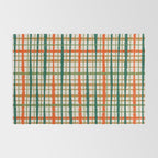 Rustic Retro Painted Plaid Pattern in Woodland Orange-Red Green Ochre Beige Rug Gallery Image 2