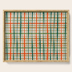 Rustic Retro Painted Plaid Pattern in Woodland Orange-Red Green Ochre Beige Serving Tray Gallery Image 1