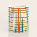 Rustic Retro Painted Plaid Pattern in Woodland Orange-Red Green Ochre Beige Coffee Mug Gallery Image 4