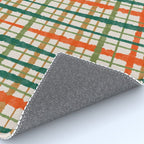 Rustic Retro Painted Plaid Pattern in Woodland Orange-Red Green Ochre Beige Rug Gallery Image 4