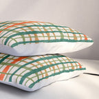 Rustic Retro Painted Plaid Pattern in Woodland Orange-Red Green Ochre Beige Pillow Sham Gallery Image 3