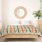Rustic Retro Painted Plaid Pattern in Woodland Orange-Red Green Ochre Beige Duvet Cover Gallery Image 3