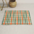 Rustic Retro Painted Plaid Pattern in Woodland Orange-Red Green Ochre Beige Rug Gallery Image 1