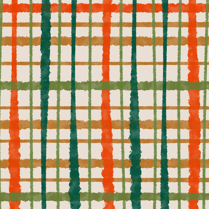 Rustic Retro Painted Plaid Pattern in Woodland Orange-Red Green Ochre Beige Coffee Mug Gallery Image 2