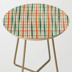 Rustic Retro Painted Plaid Pattern in Woodland Orange-Red Green Ochre Beige Side Table Gallery Image 2