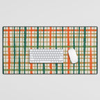 Rustic Retro Painted Plaid Pattern in Woodland Orange-Red Green Ochre Beige Desk Mat Gallery Image 1