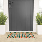Rustic Retro Painted Plaid Pattern in Woodland Orange-Red Green Ochre Beige Welcome Mat Gallery Image 3