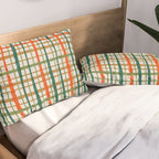 Rustic Retro Painted Plaid Pattern in Woodland Orange-Red Green Ochre Beige Pillow Sham Gallery Image 2