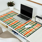 Rustic Retro Painted Plaid Pattern in Woodland Orange-Red Green Ochre Beige Desk Mat Gallery Image 2