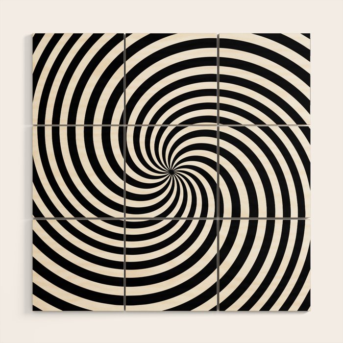 Black And White Op Art Spiral Wood Wall Art Gallery Image 1