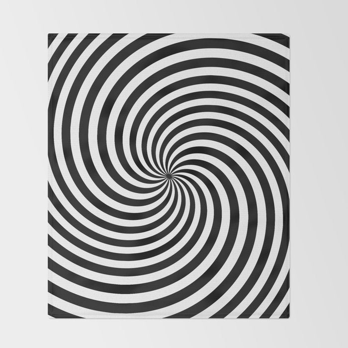 Black And White Op Art Spiral Throw Blanket Gallery Image 2