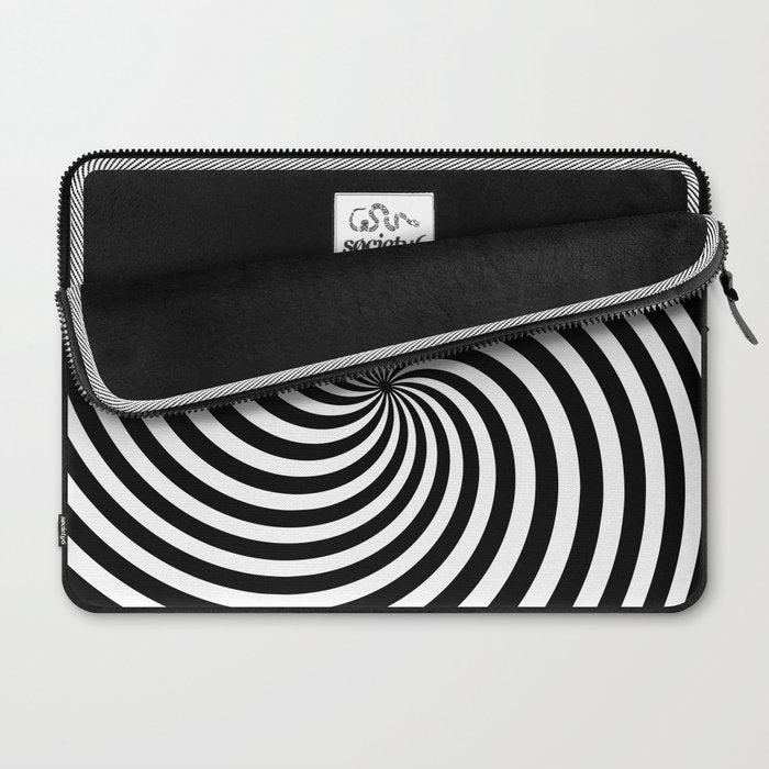 Black And White Op Art Spiral Laptop Sleeve Gallery Image 2