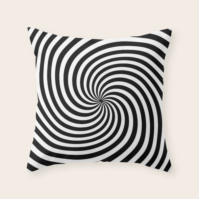 Black And White Op Art Spiral Throw Pillow Gallery Image 6