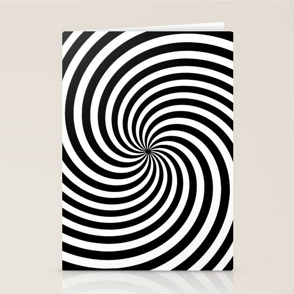Black And White Op Art Spiral Stationery Card Gallery Image 1