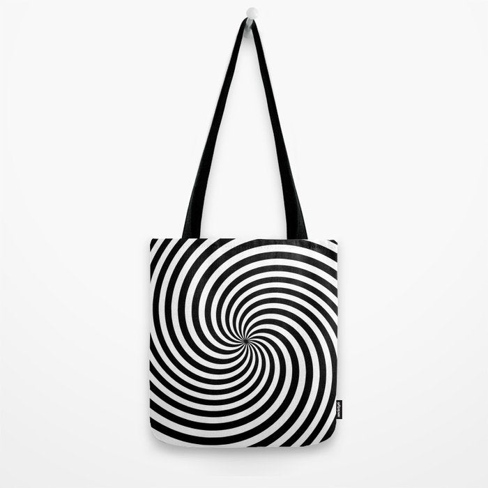 Black And White Op Art Spiral Tote Bag Gallery Image 2