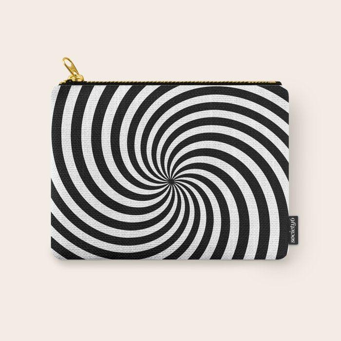 Black And White Op Art Spiral Carry All Pouch Gallery Image 1
